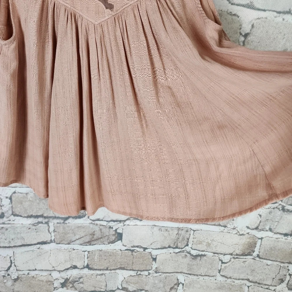 Free People Western Romance Mesh Applique Swing Top Rose Pink Size XS - Picture 13 of 16